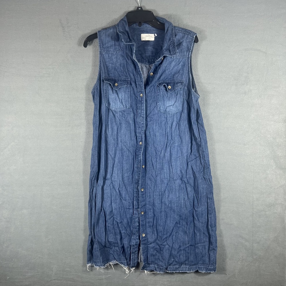 Universal‎ Thread Women's Blue Denim Sleeveless Button Front Shirtdress Size M